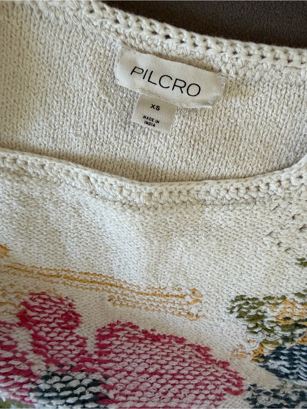 Anthropologie Pilcro Cream Knit woven Tank with floral print - Picture 5 of 5